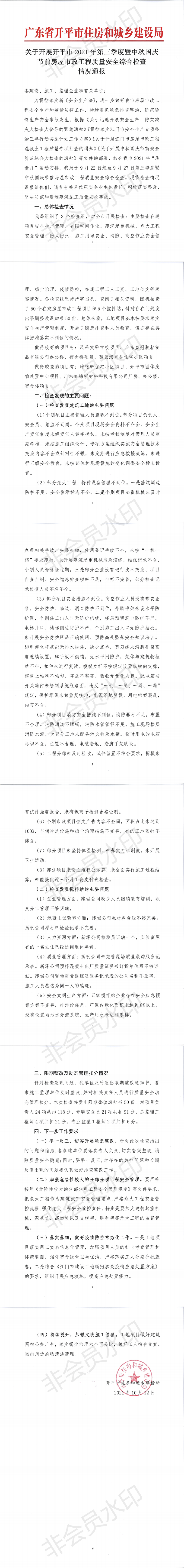 關(guān)于開展開平市2021年第三季度暨中秋國慶節(jié)前房屋市政工程質(zhì)量安全綜合檢查的情況通報_00.png