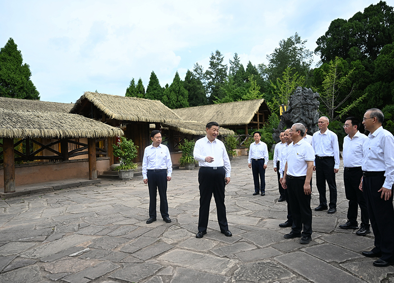 7月25日至27日，中共中央總書記、國(guó)家主席、中央軍委主席習(xí)近平在四川考察。這是25日下午，習(xí)近平在廣元市劍閣縣翠云廊考察。